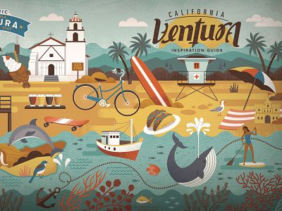 Ventura visitor's guide beach beer california illustration magazine ocean retro ventura vintage whale
