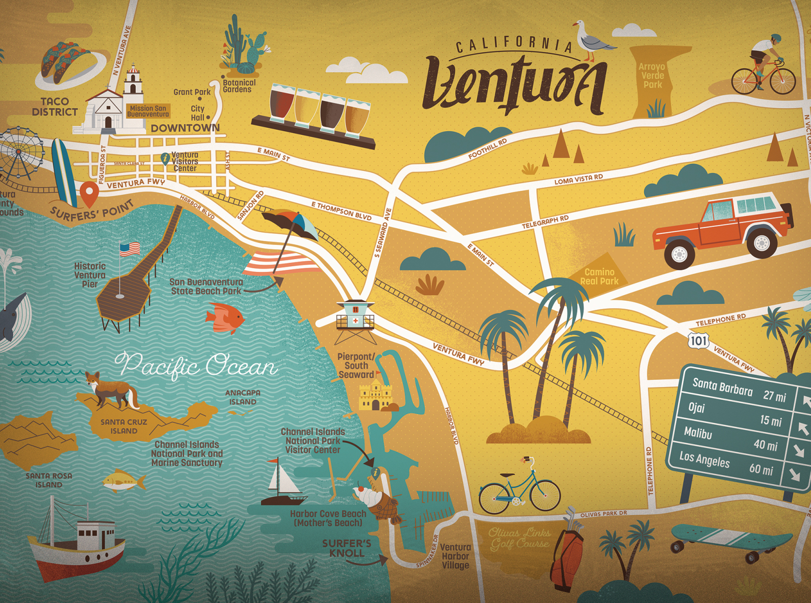 Ventura visitor's guide map by Lucie Rice on Dribbble