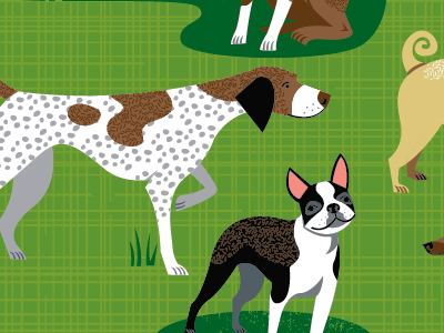 Pooch Parade Detail #2 dogs illustration pattern