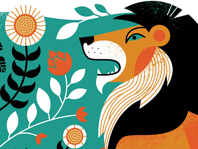 Raaaaarrr! floral illustration lion pattern