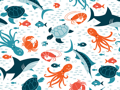 Sea life pattern fish ocean pattern surface design