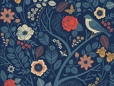 Recycling for Conservancy bird floral illustration