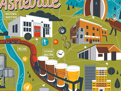 Beer Advocate Asheville asheville beer illustration map