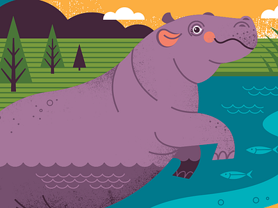 HELP PLEASE! hippo illustration mural zoo