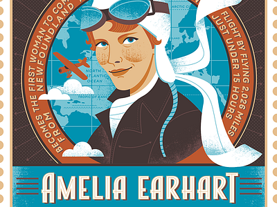 Amelia Earhart illustration portrait