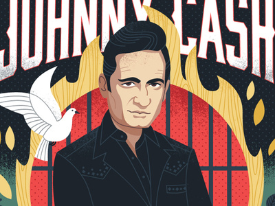 The Man in Black illustration johnny cash music nashville portrait poster