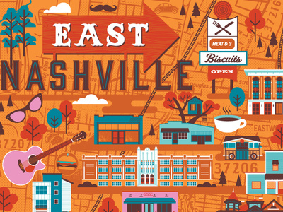 East Nashville Map illustrated map nashville