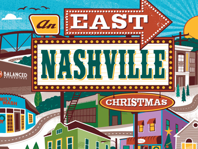 AN EAST NASHVILLE CHRISTMAS- benefit concert christmas illustration music nashville poster