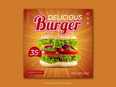 Delicious Burger food social media post Template Design