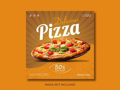 Delicious Pizza food social media post Template Design