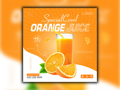 Special Cool Orange Juicec Social Media Post Design