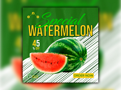 Summer Fresh Watermelon Social Media Post Design