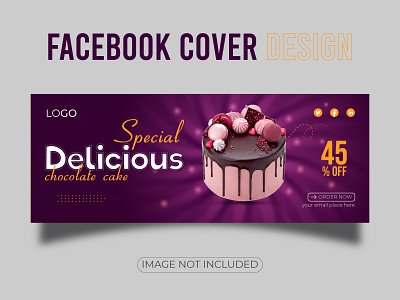 Delicious chocolate cake facebook cover template