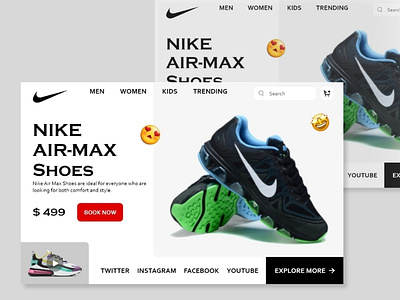 Nike Air Max Shoes Website landing page design 3d animation app branding design graphic design illustration logo motion graphics typography ui ux vector