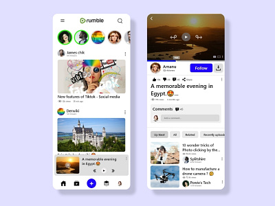 Rumble - Video Player App UI Design Template