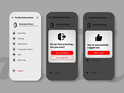 Logout Confirmation Page UI design Template by Amanpreet Kaur on Dribbble