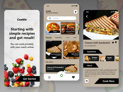 Cookie App UI design 😍 3d animation app app ui branding cookie cookie app ui design 😍 design food graphic design illustration logo motion graphics typography ui ux vector