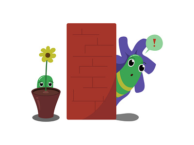 Shy cute caterpillar flat illustration collection