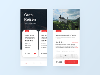 Trips in Germany app booking branding design e-commerce ecommerce flat ios like live typing rating sketch travel trips typografy ui ux