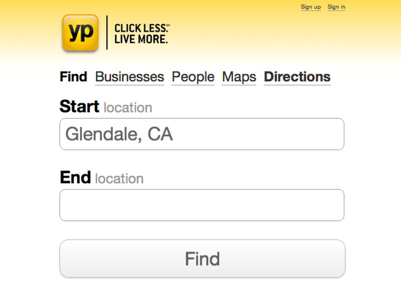 Yp Lite - Directions white yellow search yellow pages yp lite yp