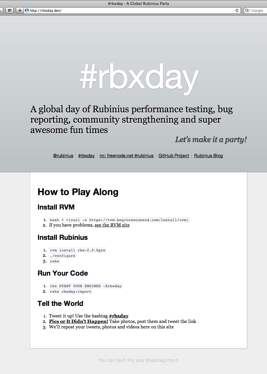 Dribbble 20110705 Rbxday A Global Rubinius Party Png By Shane Becker