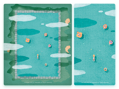 Summer illustration natural summer swimming