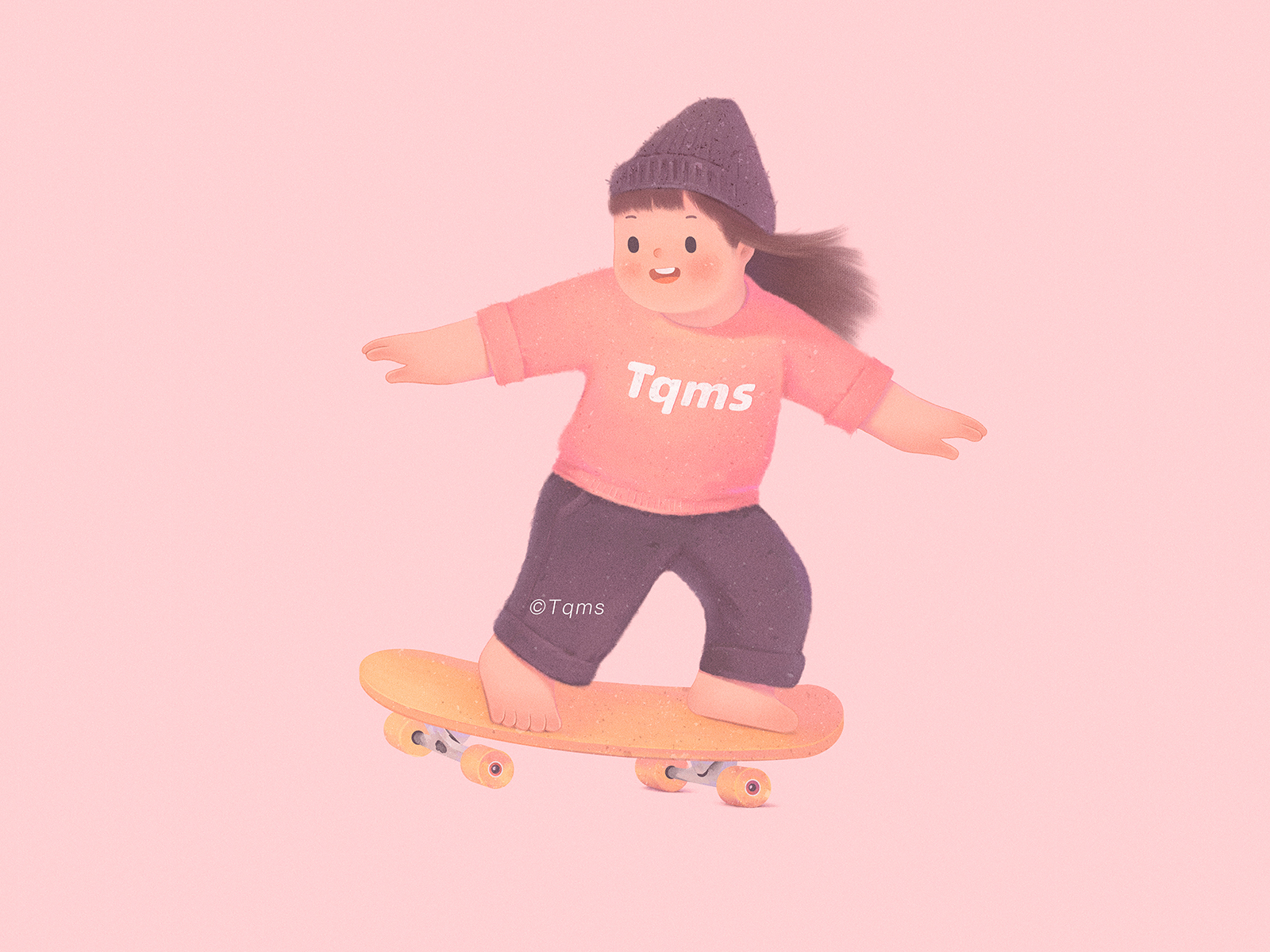 Skate cute free girl illustration