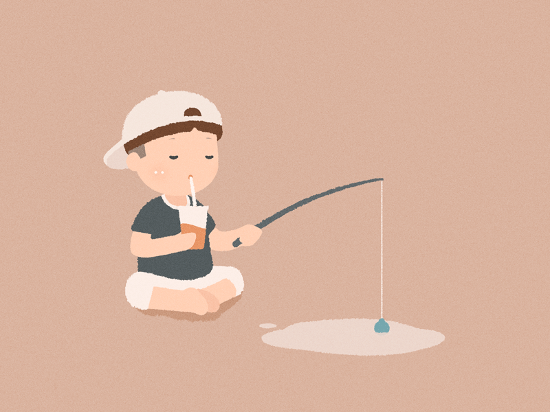 Fishing child drink fishing illustration