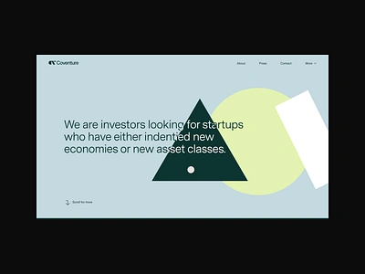 Coventure website animation art direction bold corporate website minimal scroll animation shapes ui ui design ux desgin venture capital website