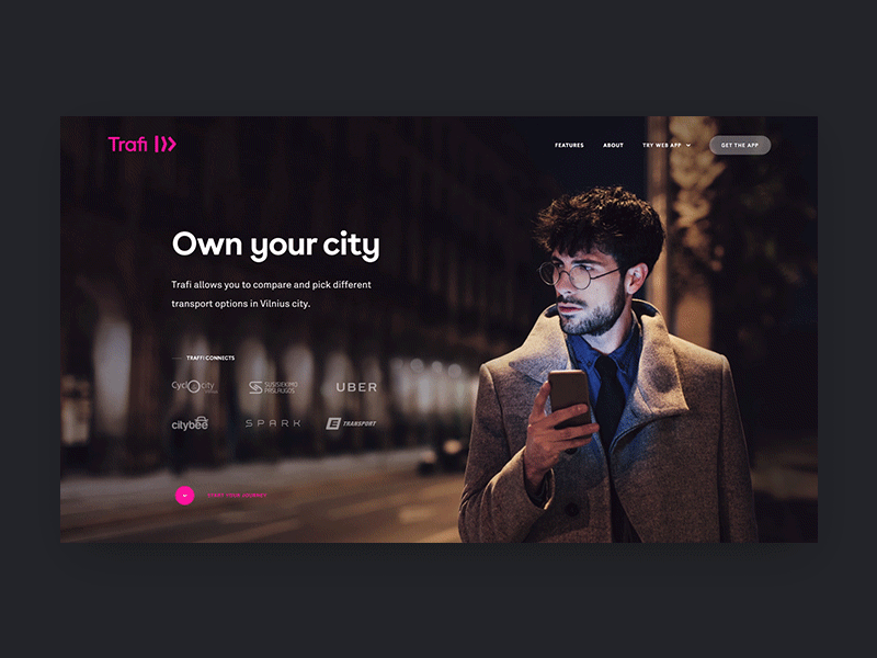 Trafi landing page concept