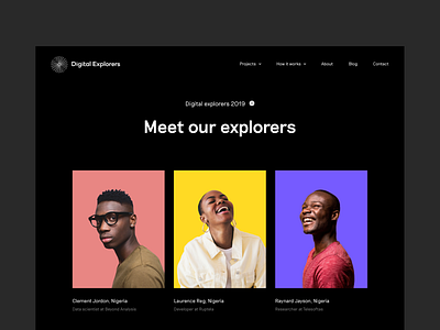 Digital Explorers bold colors hero ui website