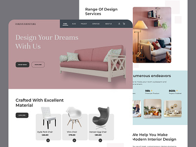 FOREVR FURNITURE furniture interior landing page ui webpage