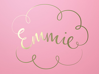 Emmie Lettering gold foil hand lettering pink
