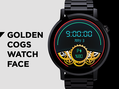 Golden Cogs Watch Face battery clock cogs face golden icon illustration tech ui vector watch wear