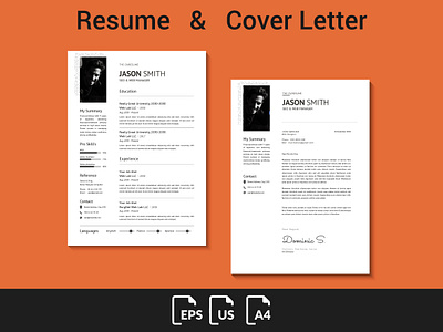 Professional Resume Template With Cover Letter clean resume creative resume cv resume resume template template