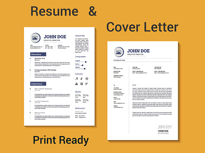 Professional Resume Template With Cover Letter clean resume creative resume cv resume resume template template
