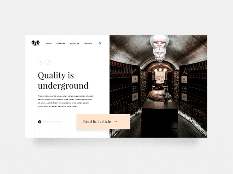 Article UI for wine company.