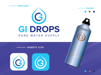 GI Water Company And logo Branding. 3d animation brand identity branding company logo corporate identity creative logo gi letter logo gi logo graphic design logo logo folio mineral water motion graphics sea logo ui water battle