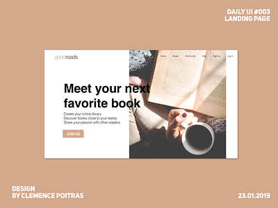 Daily UI #003 daily 100 challenge daily ui daily ui 001 daily ui 003 goodreads landing page redesign