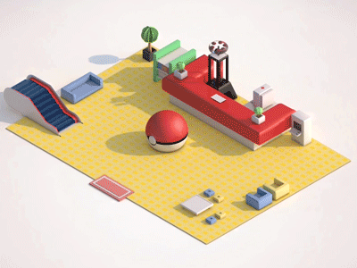 Pokemon Center 3d centre isometric pokeball pokemon