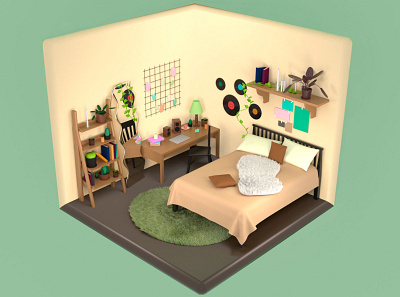 3D ROOM MODEL 3d 3d visualisation branding cozy design graphic design model of room room room design vector