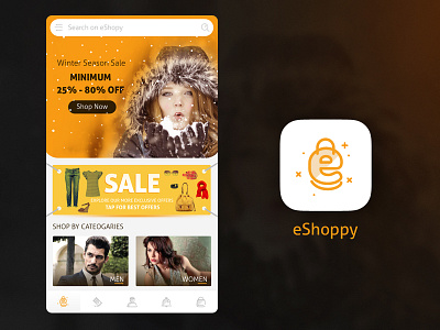 eCommerce App Homescreen, Logo + PSD app app development ecommerce icons iphone logo psd screenshot shop shopping ui ux