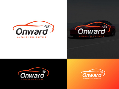 Onward Autonomous Driving Logo Design auto driving logo automotive autonomous driving car logo design dailylogochallenge driverless car logo logo design logotype onward logo self driving