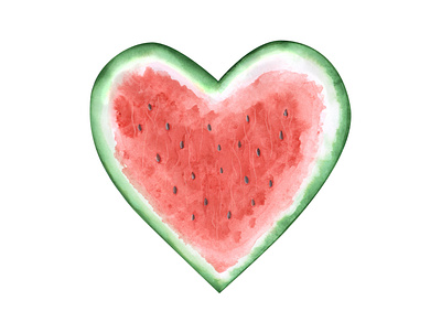 Watermelon heart. backdrop background branding clipart design food fruit greeting card grocery hand painted heart icon illustration juicy love summer sweet template valentines day watermelon