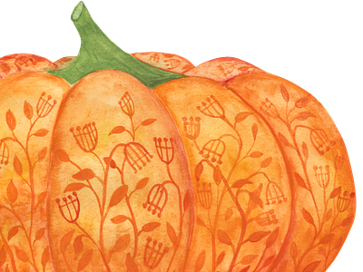 Watercolor pumpkin illustration. backdrop background branding clipart decor decoration design fall floral flowers halloween hand painted icon illustration image logo pumpkin thanksgiving vegetable watercolor