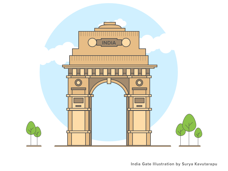 Shot 3 | Design Challenge_Design Love -India Gate by Surya Kavutarapu on  Dribbble
