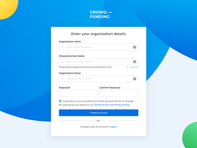 CrowdFunding Website - Signup form concept crowdfunding nonprofit signup uiux design ux web
