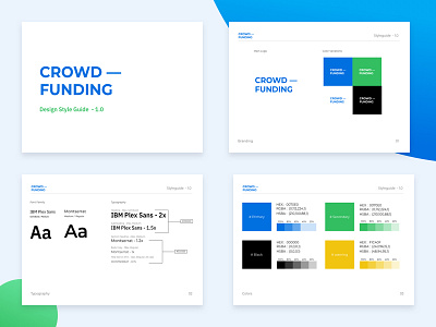 CrowdFunding Project - StyleGuide v1.0 branding colors concept crowdfunding design logo nonprofit showcase styleguide typography uiux