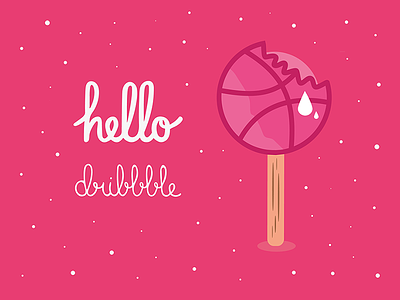 Hello dribbble! dribbble handlettering ice cream illustration pink