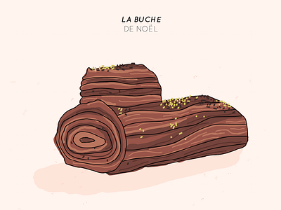 La Bûche backing christmas food illustration wood